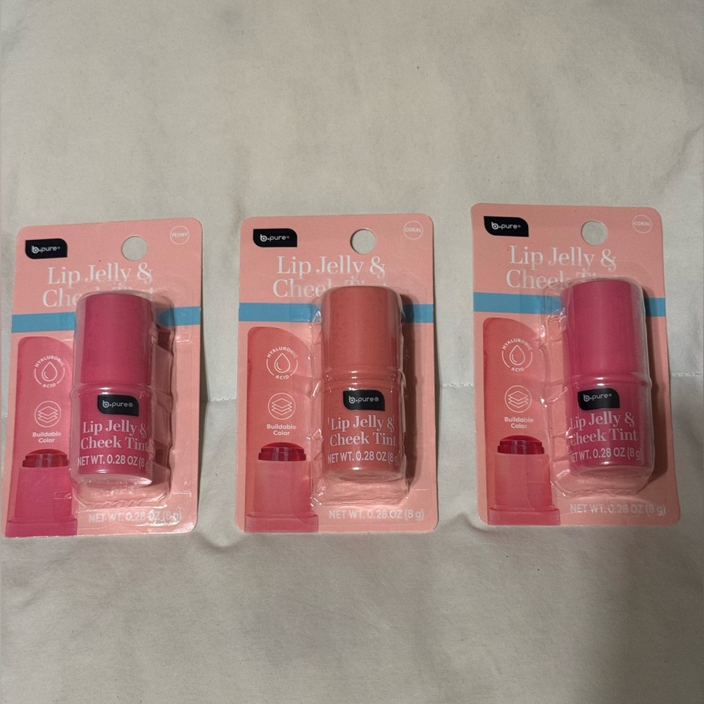 B Pure Lip Jelly & Cheek Tint Set of 3 (New)